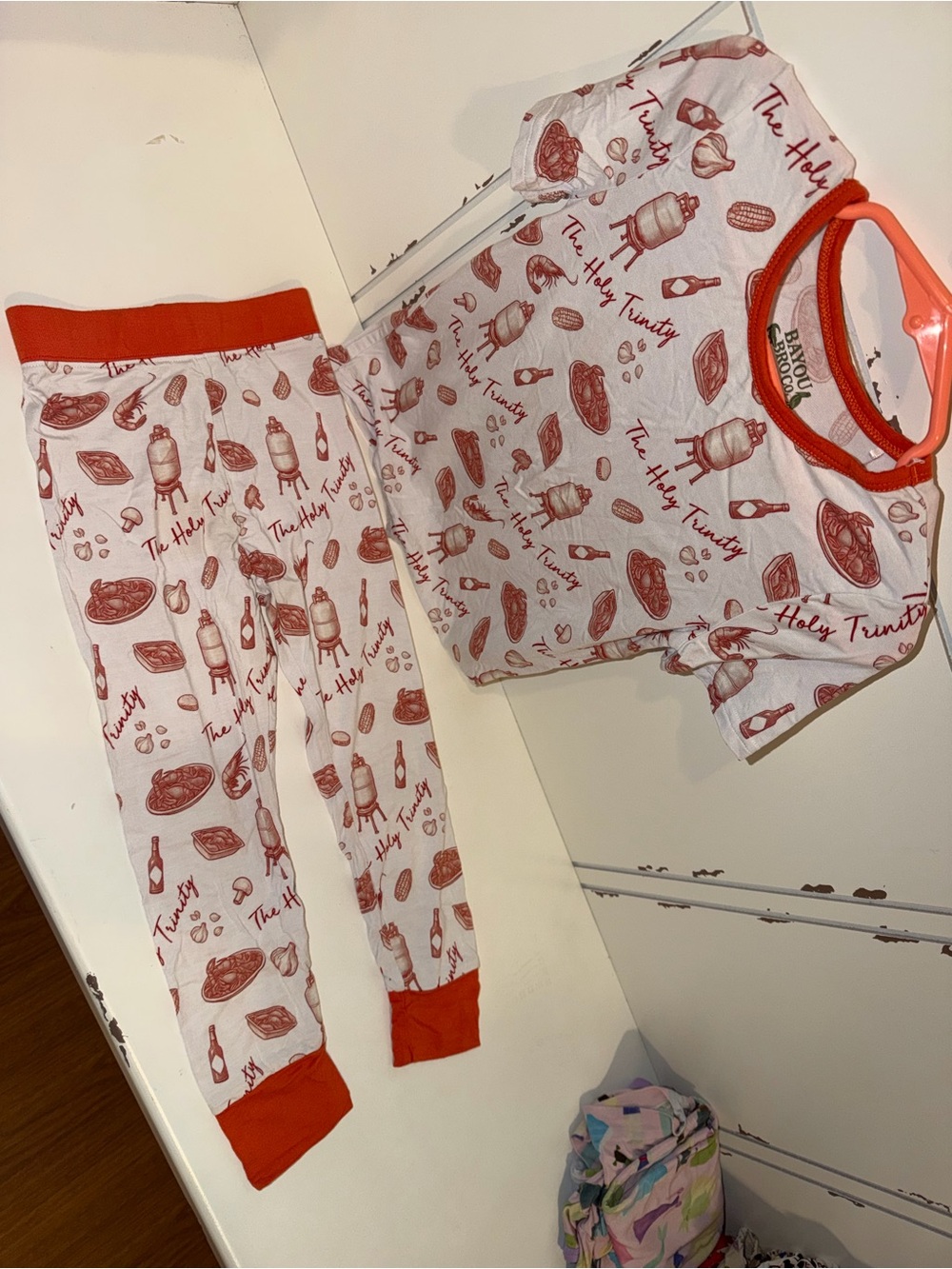 BAMBOO White & Red Holiday Print Kids Pajama Set